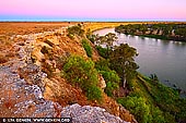 landscapes stock photography | Murray River Cliffs at Twilight, Big Bend, Murray River, South Australia, Australia, Image ID AU-MURRAY-RIVER-0006. The Murray River has its own mesmerising riverside gorge, comparable to Northern Territory's Katherine Gorge - Big Bend. Stop there for a moment and enjoy watching a spectacular sunset over the Murray River and Big Bend Cliffs as they change colour at sunset. The spectacular Big Bend cliffs Murray River's tallest and oldest cliffs; they've stood there for more than 20 million years.