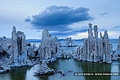 landscapes stock photography | Lake Mono at Dusk, Mono Lake Tufa State Reserve, Eastern Sierra, Mono County, California, USA, Image ID USA-LAKE-MONO-0006. Stock photo of the cold sunset light covered unique tufa formations at the South Tufa Area, Mono Lake in California.