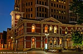  stock photography | Old Post Office (Now Starbuck's Coffee) at Dusk, Cathedral Square, Christchurch, Canterbury, New Zealand, Image ID NZ-CHRISTCHURCH-0004. 