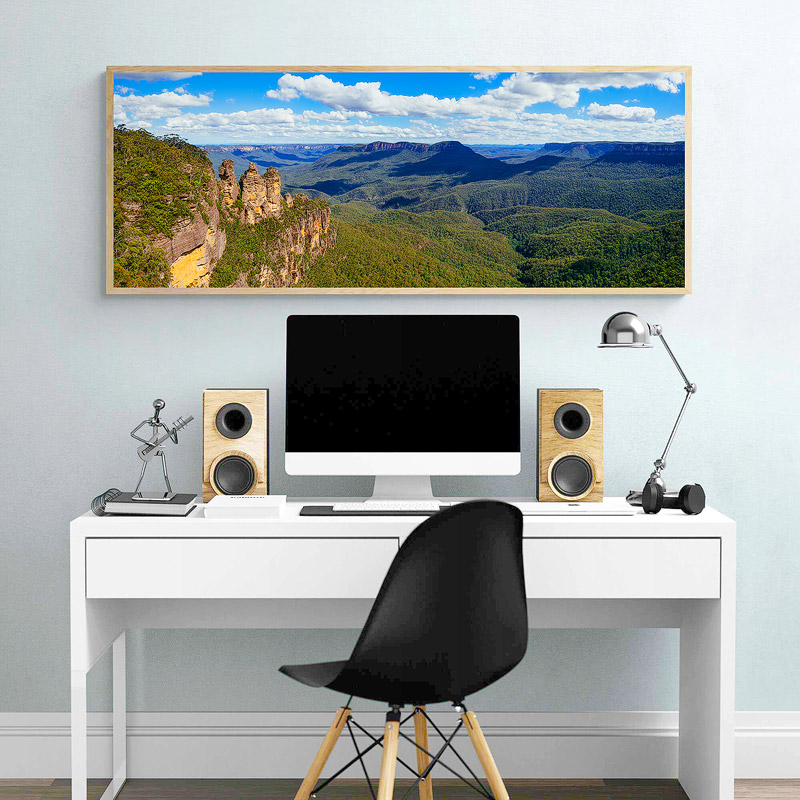 Home Office With Panoramic Fine Art Photography Luxury Home - inspirational wall art for home office