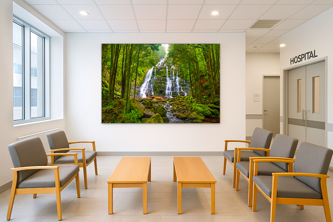 Fine art photography in hospital waiting room reducing stress