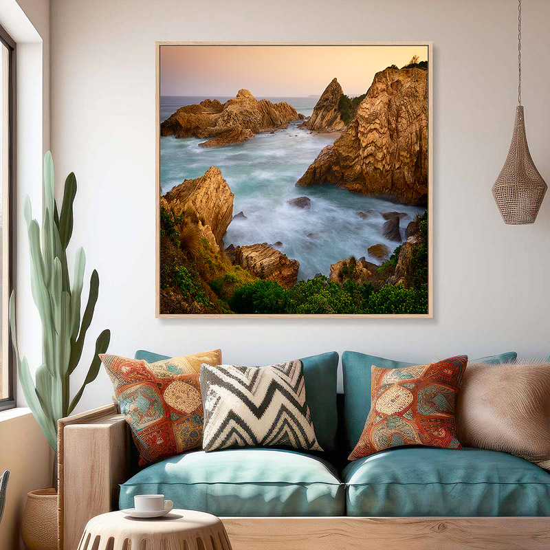 Living Room With Ocean Wall Art Luxury Home