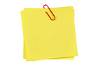 Post-It Note and Clip. Isolated on White with Clipping Path
